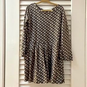 EUC Mini Boden Toddler Girls Grey White Polka Dot Dress size 5-6 years